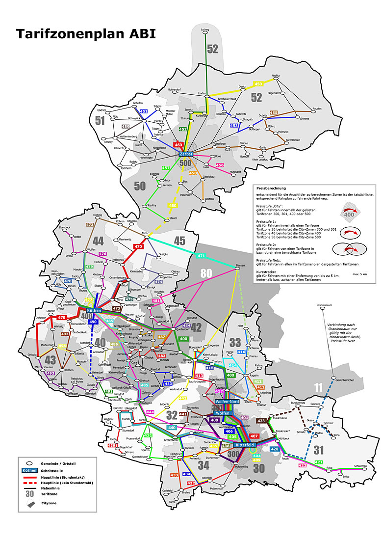 Tarifzonenplan für den Landkreis Anhalt-Bitterfeld.